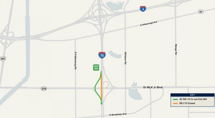Southbound I-75 Motorists to Detour at SR 574 (Exit 260) Early Thursday Morning
